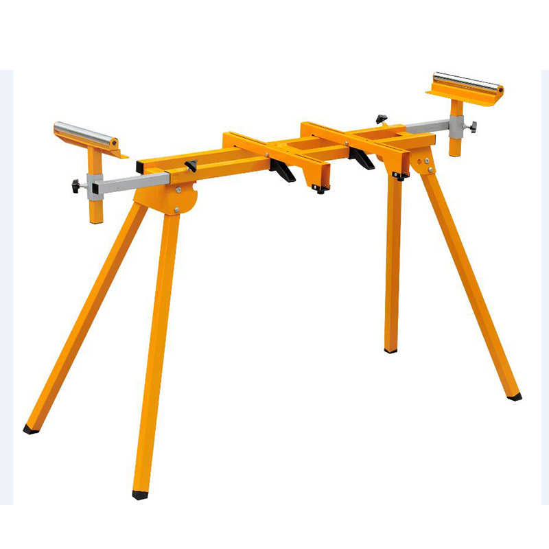 MS050  Compact Folding Miter Saw Stand with Quick Release Mounting Brackets, Rollers, and End Stops, Black